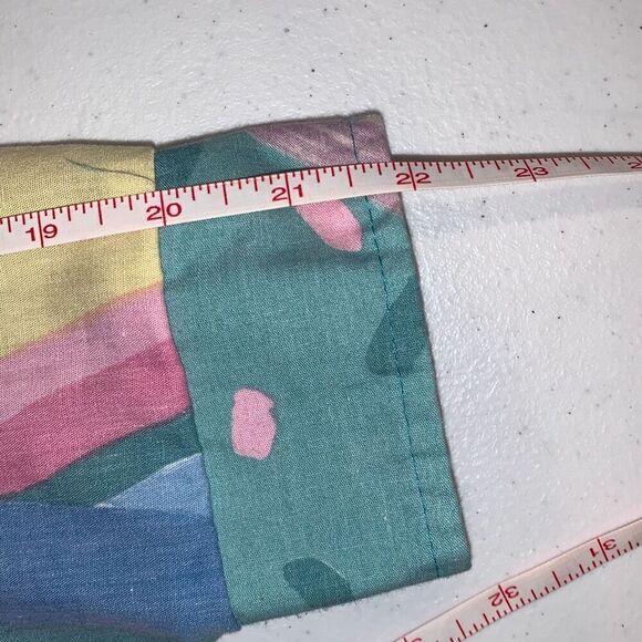 Vintage 80’s Unique Pastel Funky Print Bold Shoulder Button Down Long Sleeve Shi - Picture 16 of 16